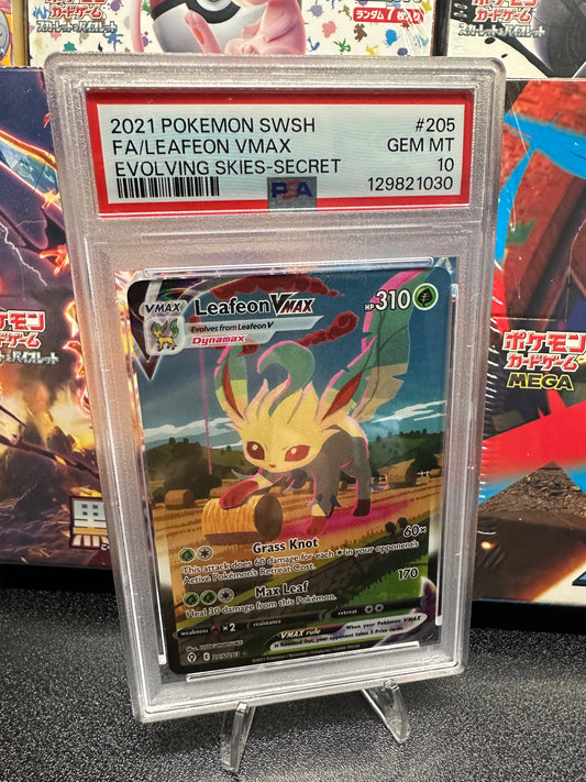 Leafeon Vmax Alt Art Evolving Skies PSA 10
